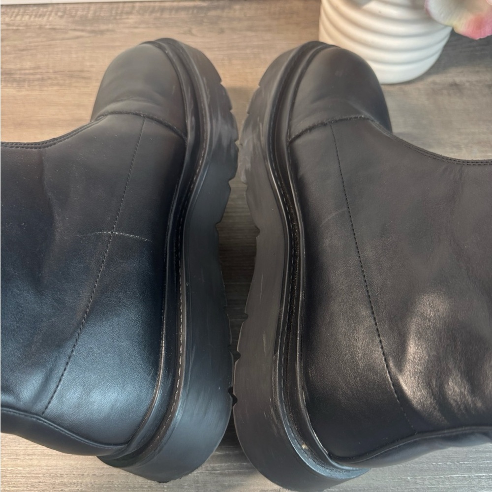Zara Black Platform Fromt Zip Boots size 8/EU39 The ROW vibes - Picture 5 of 10